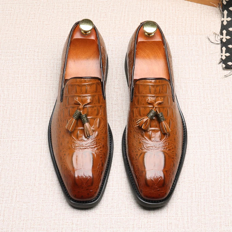 Milo Men's Slip-On Loafers | Croc-Pattern Leather