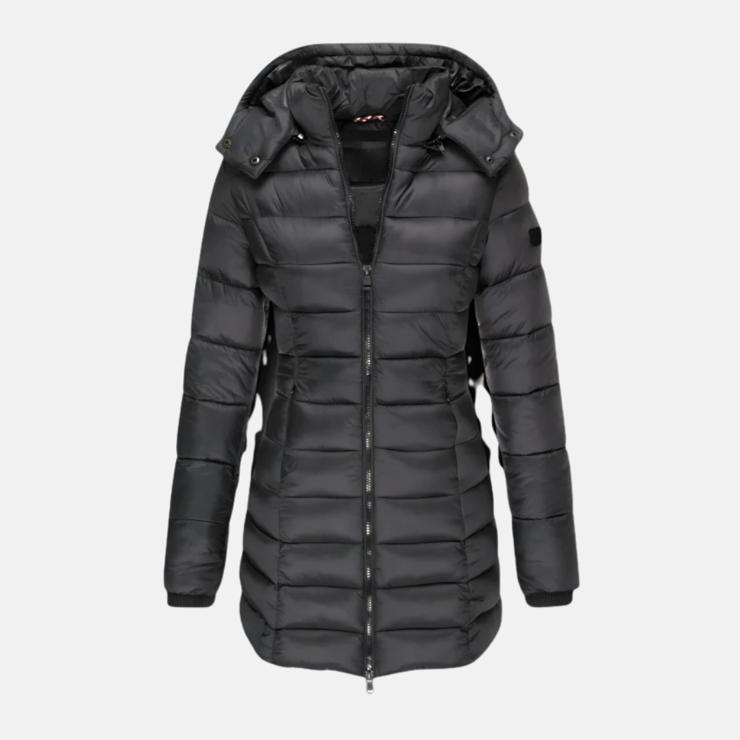 Veyla — Women’s Slim Quilted Hooded Puffer Coat with Ribbed Cuffs