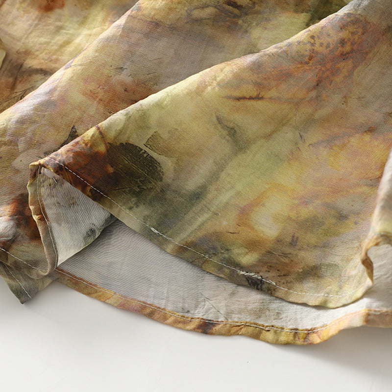 Alvara Skirt — Hand-Painted Textured Linen Skirt with Elegant Fit
