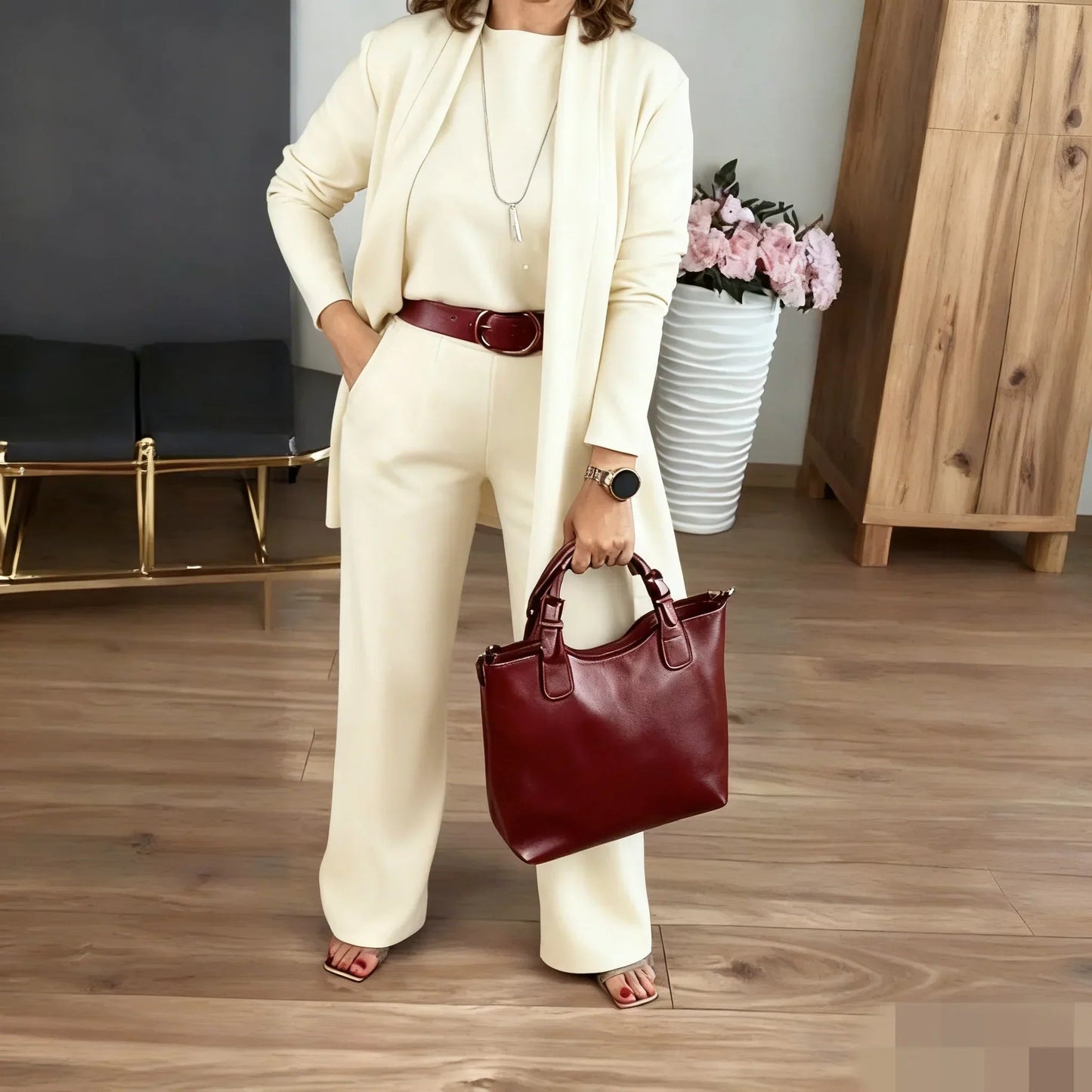 Elysian Women's Set | Soft Loungewear Cardigan, Top, and Pants 10