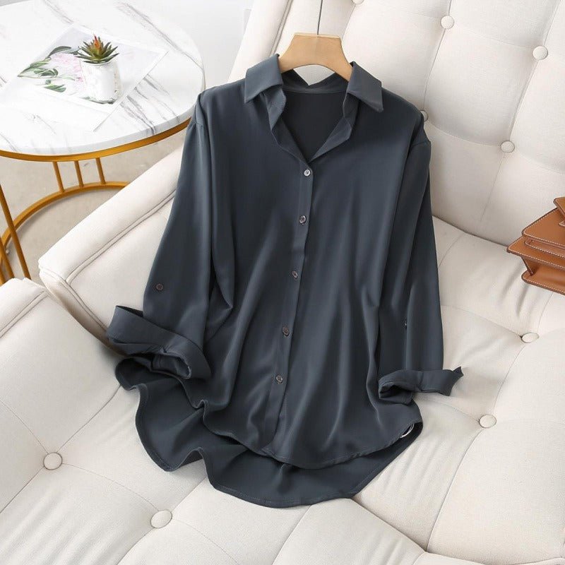 ADELE FEATHERWEIGHT LINEN SHIRT (Charcoal Gray XS) - | Zavonix