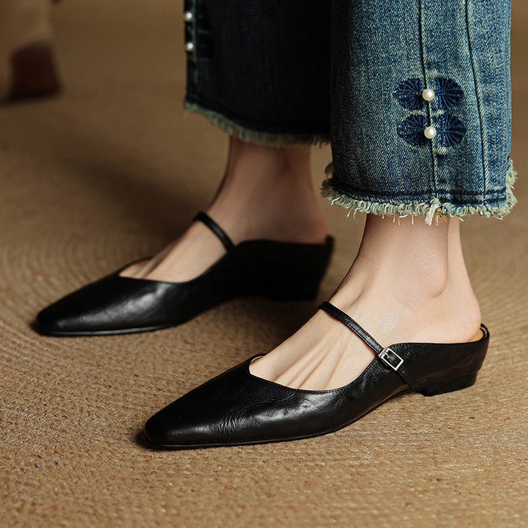 Belleza Genuine Leather Pointed - Toe Slip - Ons (Black US 4 / EU 35) - | Zavonix