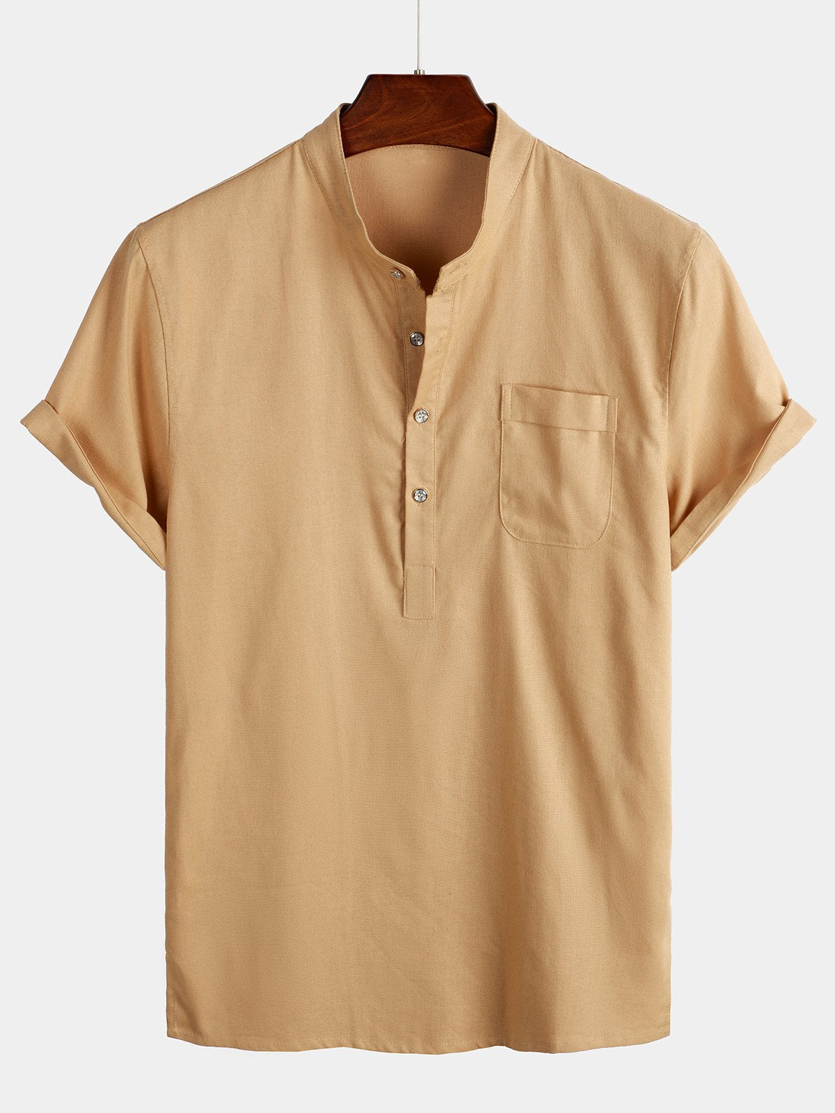 Brevin — Men’s Linen Cotton Shirt with Chest Pocket - short - Zavonix