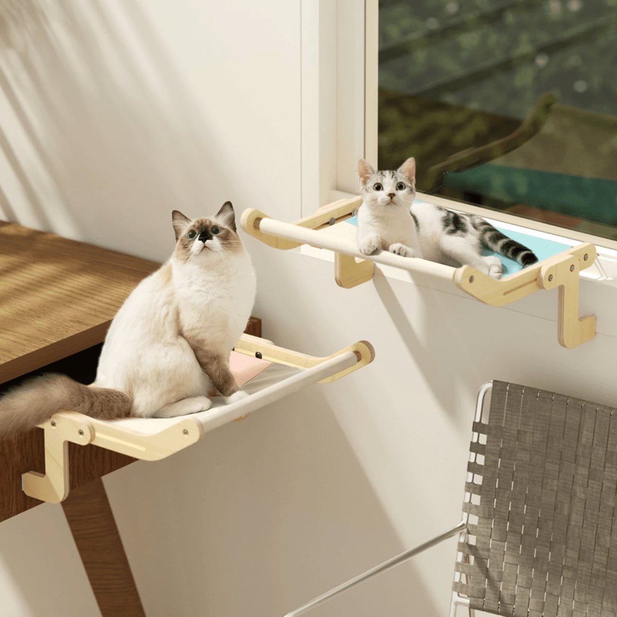 Calmora — Verstellbares Katzen-Hängemattenbett mit waschbarem Segeltuch
