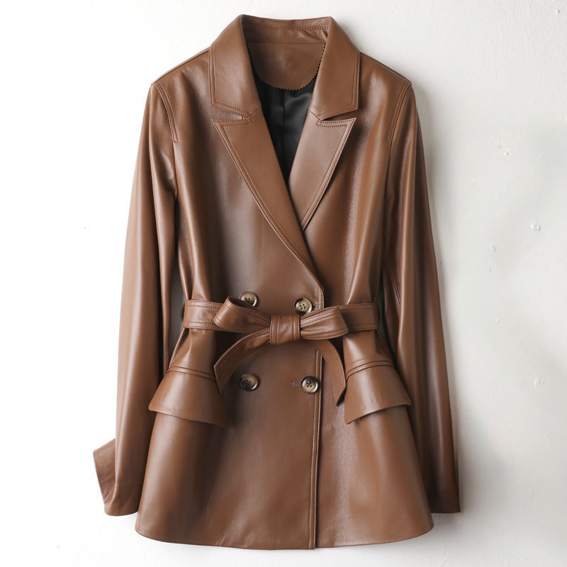 Eli Women's Leather Coat | Authentic Bovine, Artistic Design