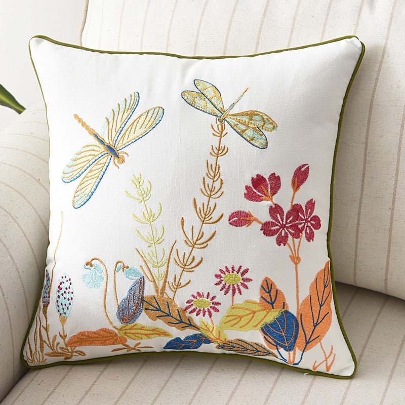 Embroidered Butterfly Cushion Cover in Cotton-Linen Blend – 45x45 cm Decorative Pillow Case 10