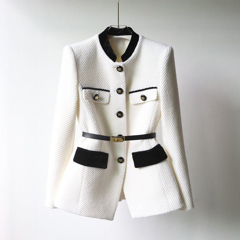 EBONY VELOUR BOUCLÉ COAT (White XS) - | Zavonix