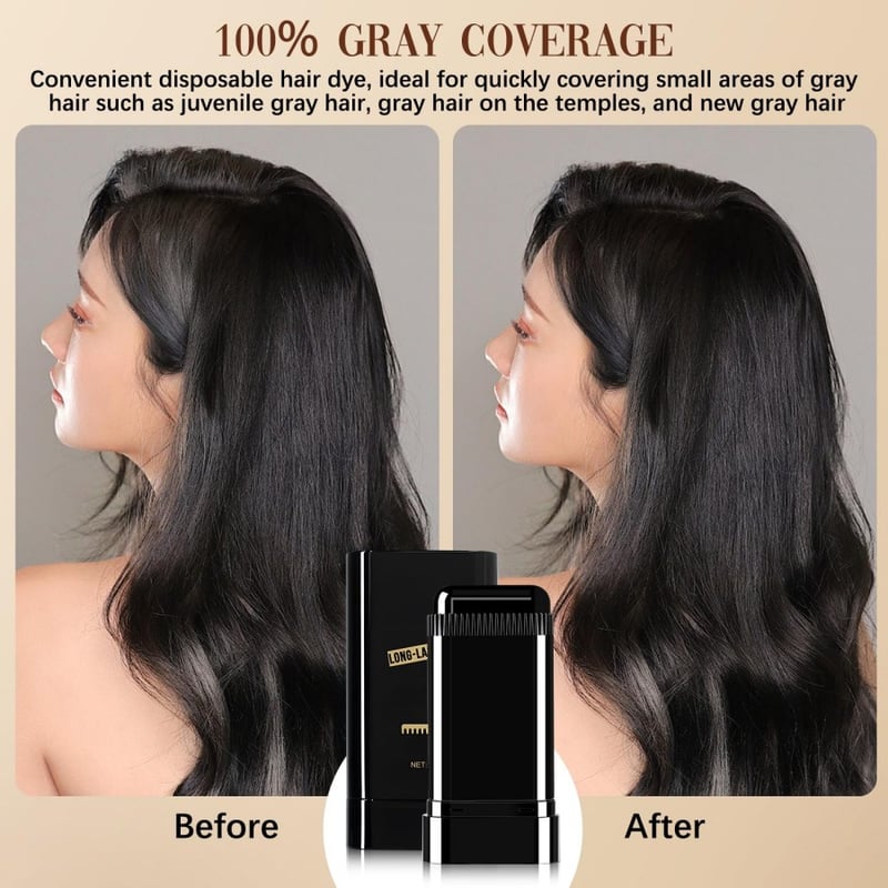 GrayAway Glide – Instant Hair Color Stick with Built - In Comb (Black Brown Buy 1) - | Zavonix