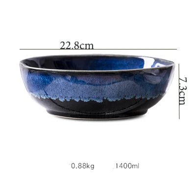 Handcrafted Blue Ceramic Bowl – Elegant Pottery Serving Bowl with Durable Glazed Finish for Everyday Use 8
