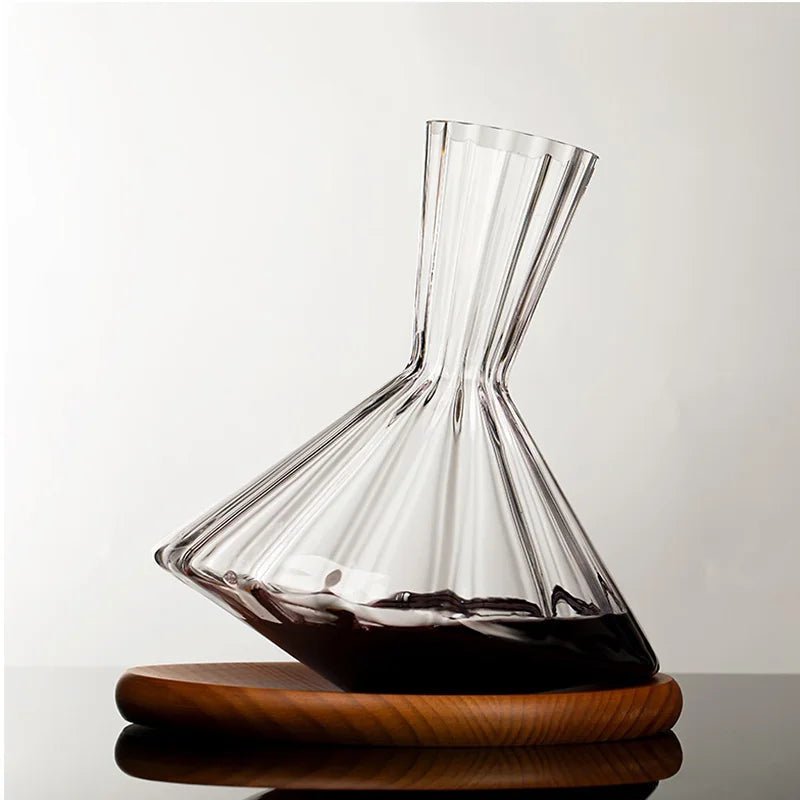 Handcrafted Crystal Decanter with Wooden Base – 45 oz Capacity for Enhanced Wine Experience 4