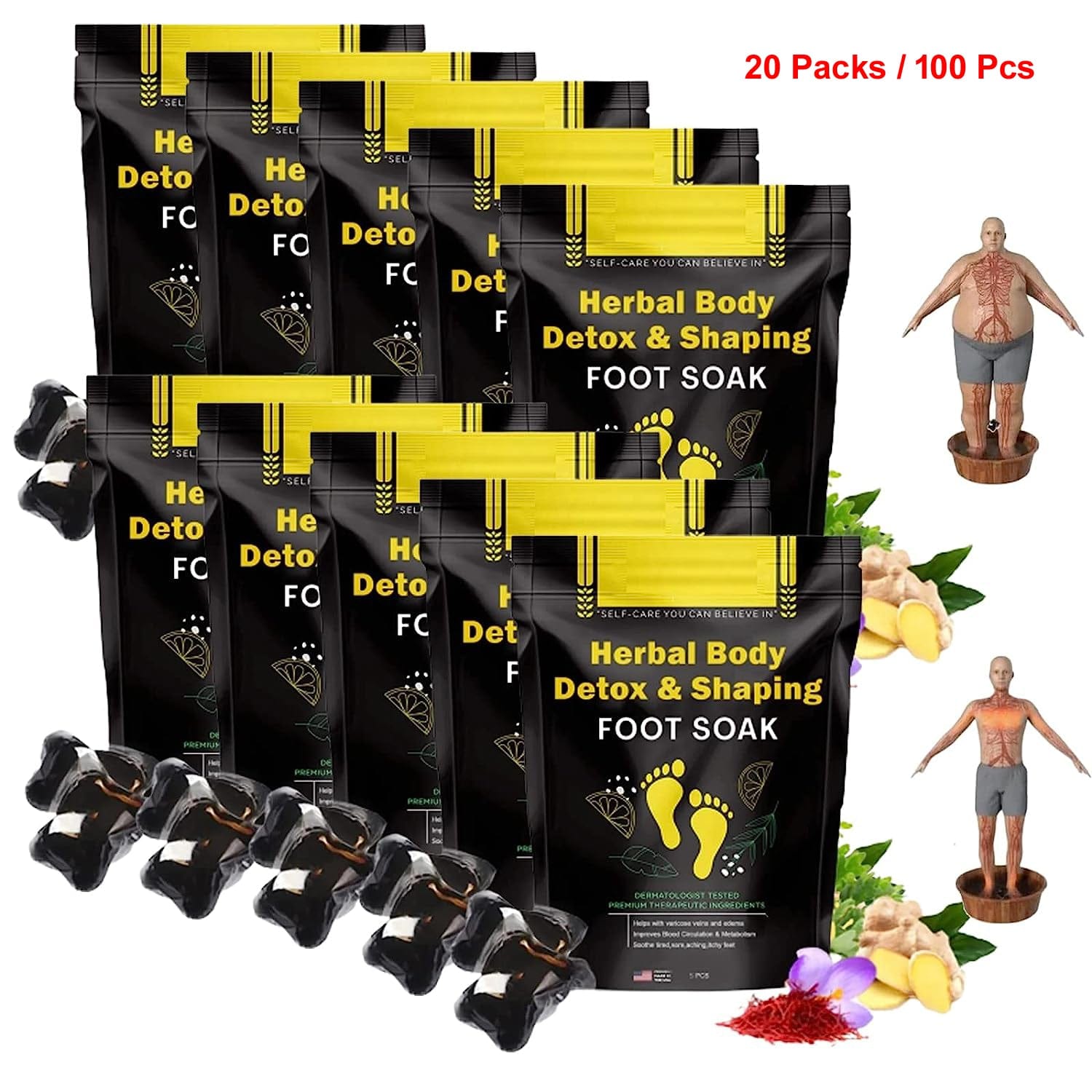 Herbal Purify Cleansing Foot Soak Pellets & Shaping Detox Foot Soak Beads (⏳ LIMITED TIME BONANZA ⏳ 20 PACKS/100PCS ) - | Zavonix