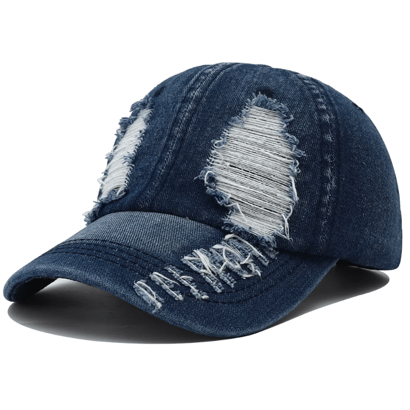 Kadeon — Distressed Denim Cap with Adjustable Fit (Blue Adjustable) - | Zavonix