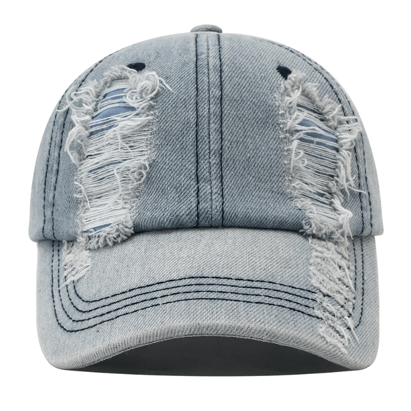 Kadeon — Distressed Denim Cap with Adjustable Fit (Light Blue Adjustable) - | Zavonix