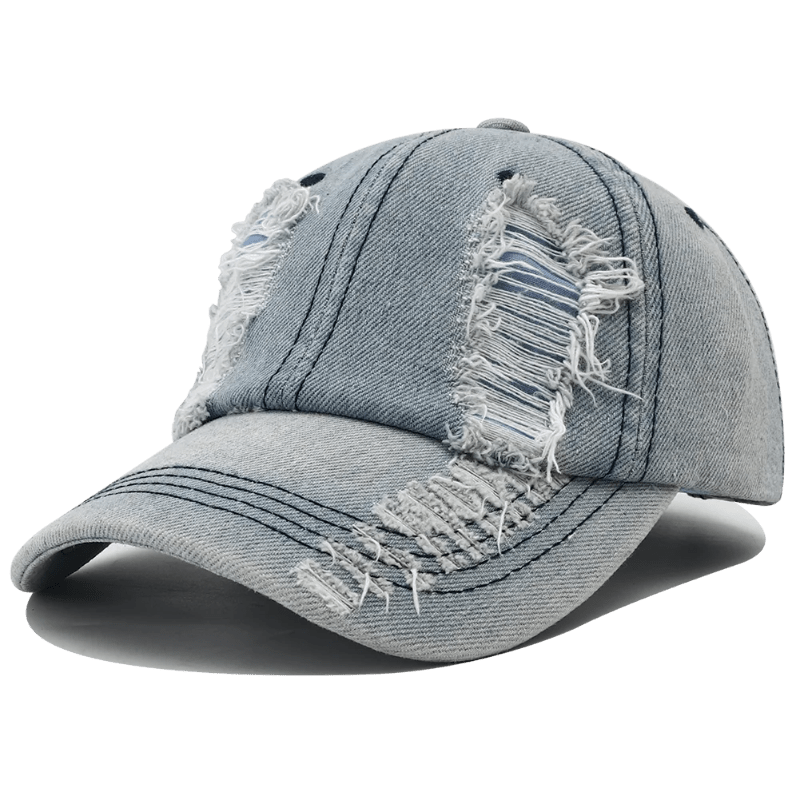 Kadeon — Distressed Denim Cap with Adjustable Fit (Light Blue Adjustable) - | Zavonix