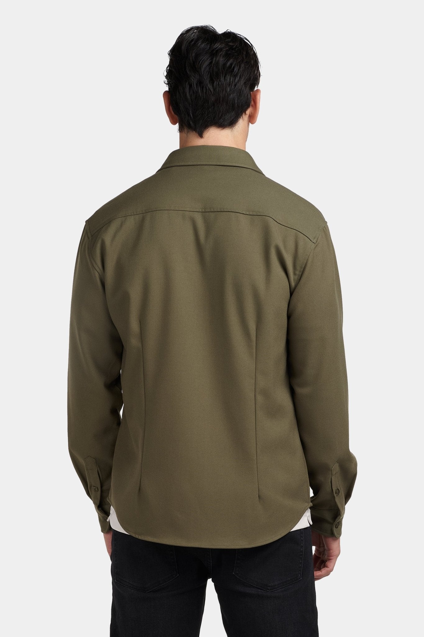 Kalenar — Men's Tailored Stretch Twill Overshirt with Chest Pockets - Sweater - Zavonix