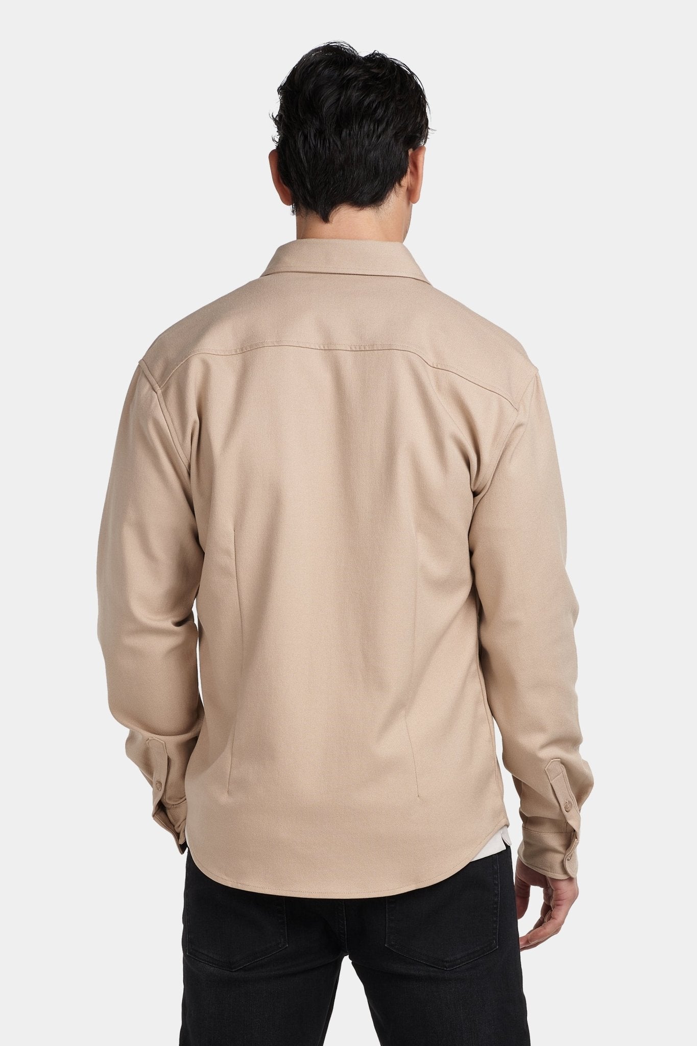 Kalenar — Men's Tailored Stretch Twill Overshirt with Chest Pockets - Sweater - Zavonix