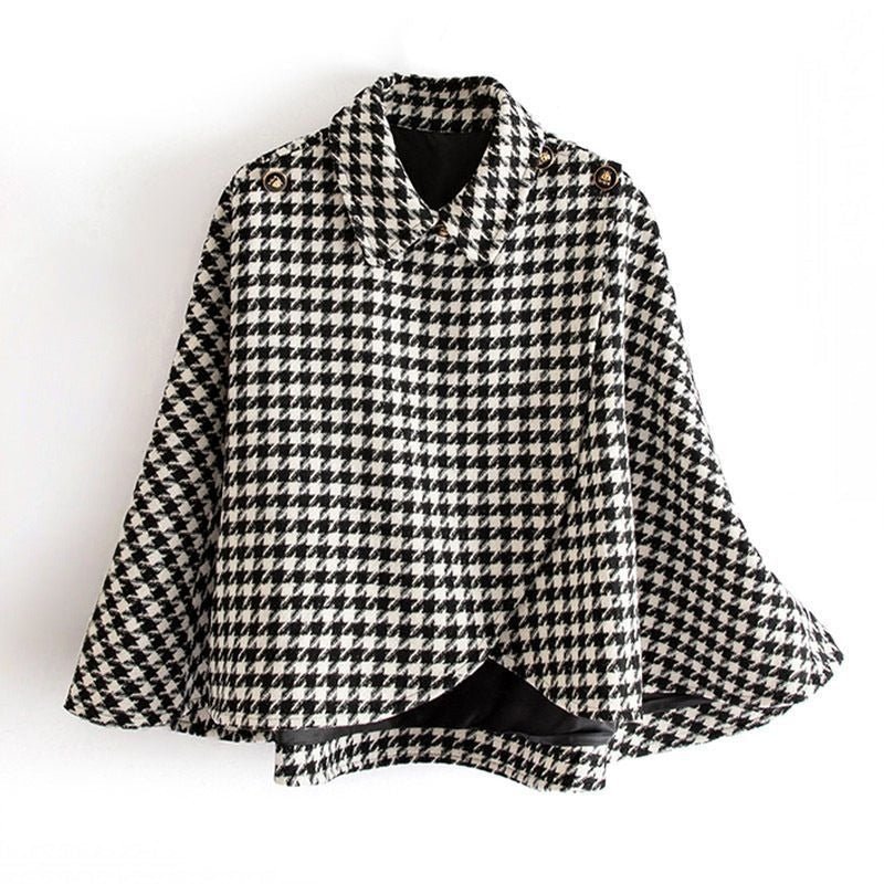 KATE™ CHECKERED CAPE COAT (XS ) - | Zavonix