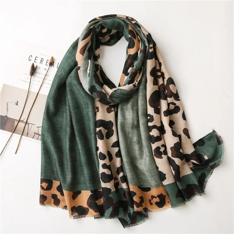"Leopard Print Shawl" Scarf (Brown ) - Jacket | Zavonix