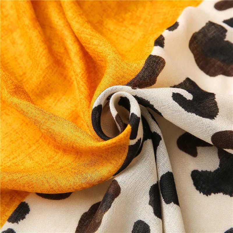 "Leopard Print Shawl" Scarf (Yellow ) - Jacket | Zavonix
