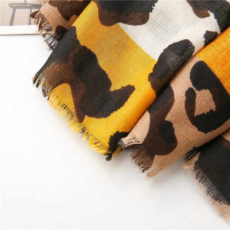 "Leopard Print Shawl" Scarf (Yellow ) - Jacket | Zavonix