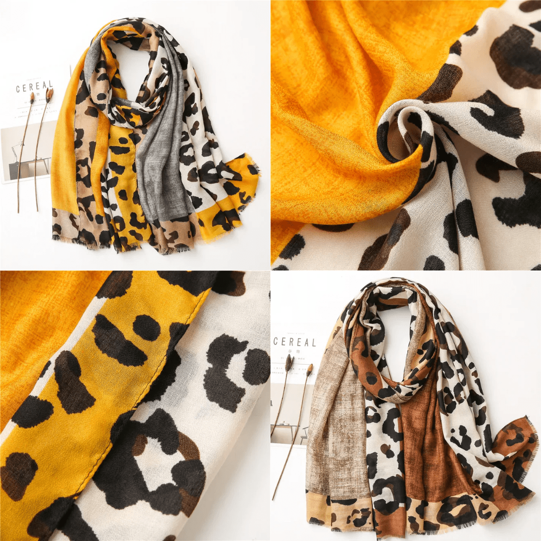 "Leopard Print Shawl" Scarf (Yellow ) - Jacket | Zavonix