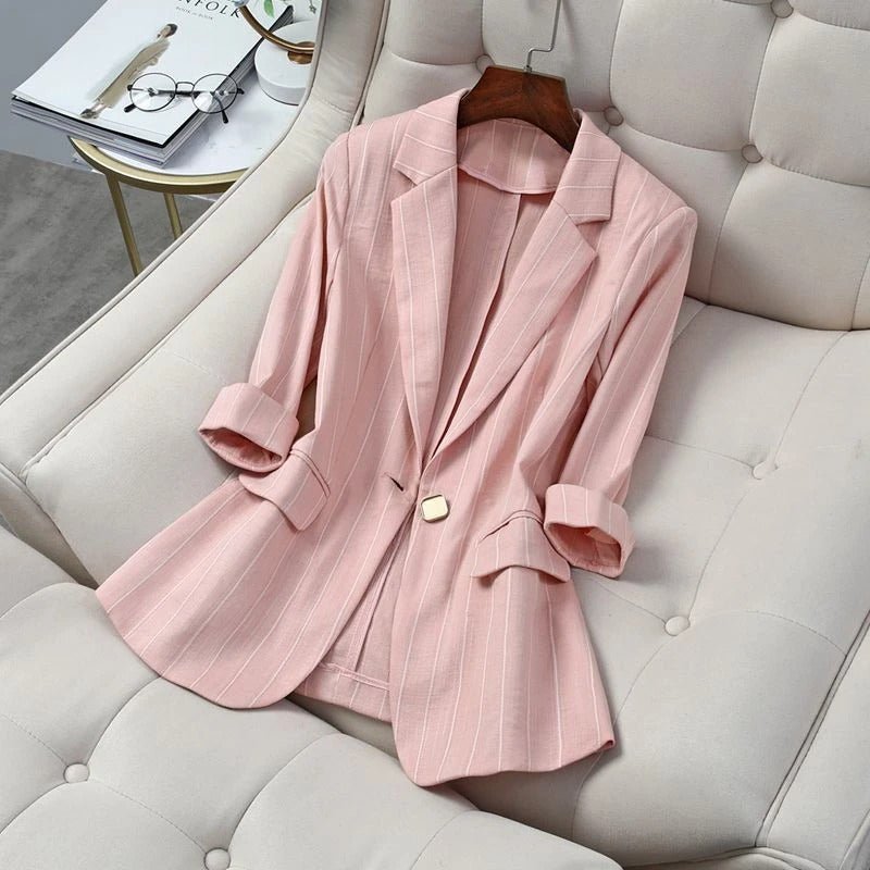 Linen Blazers That Own Every Moment™ — Command Instant Respect and Effortless Confidence Wherever You Go (Pink XS) - | Zavonix