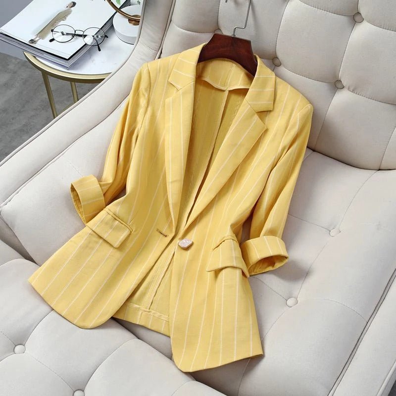 Linen Blazers That Own Every Moment™ — Command Instant Respect and Effortless Confidence Wherever You Go (Yellow XS) - | Zavonix