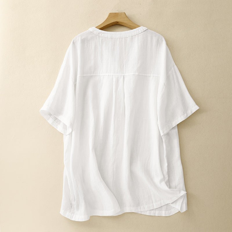 Linen Breeze Blouse™ — Own Every Room with Cooling Confidence and Effortless Style (Black XS) - | Zavonix