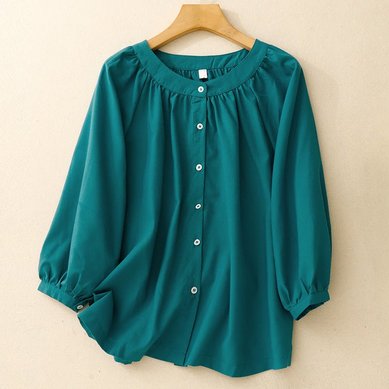 Linen Breeze Blouse™ — Slip Into Cool Confidence and Effortless Elegance (Teal XS) - | Zavonix