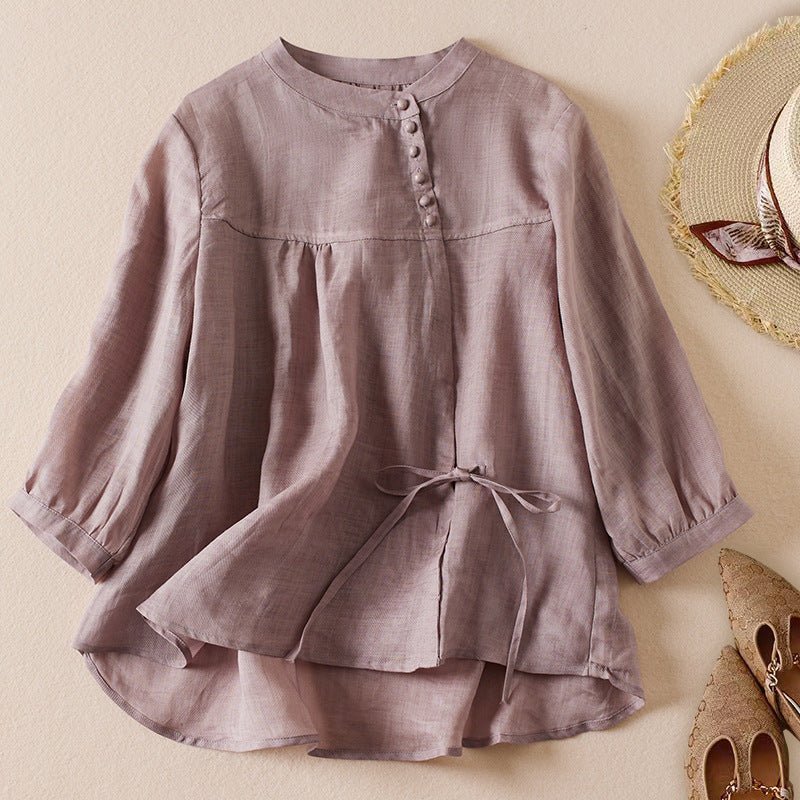 Linen Luxe Blouse™ — Feel Effortlessly Cool and Confident All Day (Light Pink XS) - | Zavonix