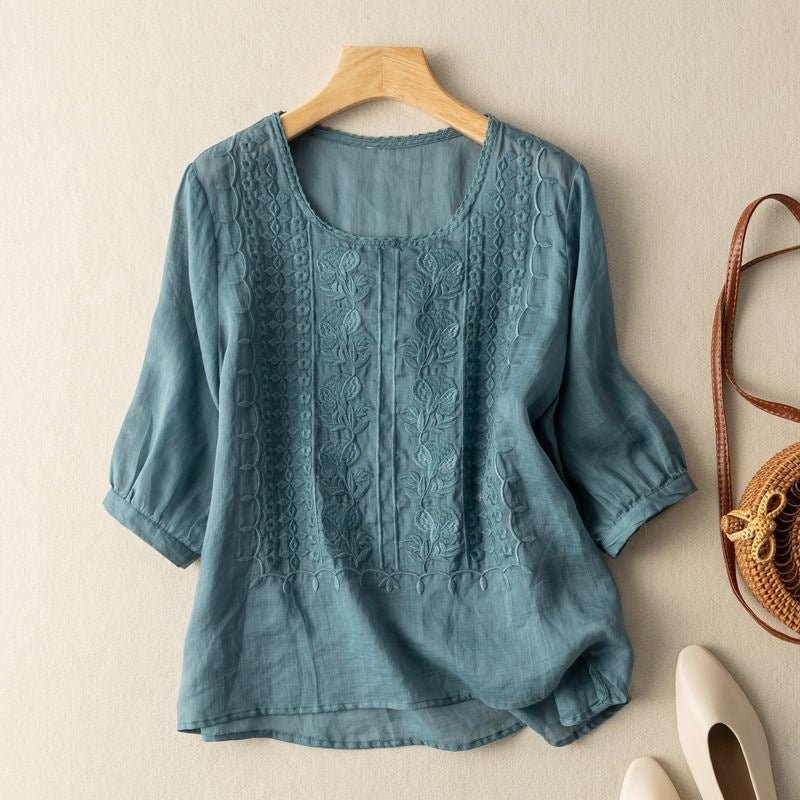 Linen Luxe Blouse™ — Feel Fresh, Flow Free, and Own Every Moment - Zavonix