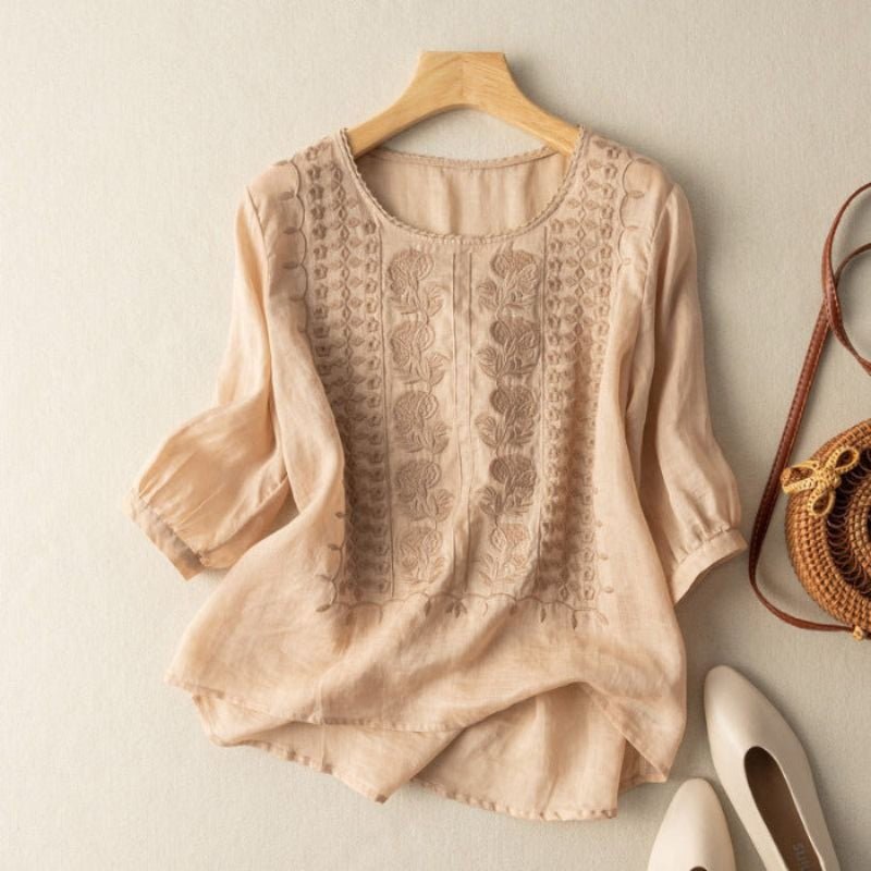 Linen Luxe Blouse™ — Feel Fresh, Flow Free, and Own Every Moment - Zavonix
