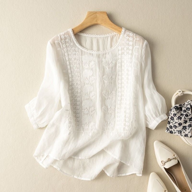 Linen Luxe Blouse™ — Feel Fresh, Flow Free, and Own Every Moment - Zavonix