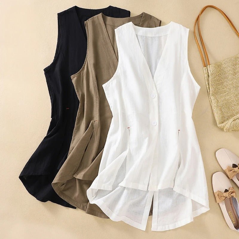 Linen Vest™ — Command Every Room with Cool, Effortless Sophistication (Black XS) - | Zavonix