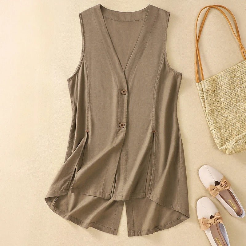 Linen Vest™ — Command Every Room with Cool, Effortless Sophistication (Brown XS) - | Zavonix