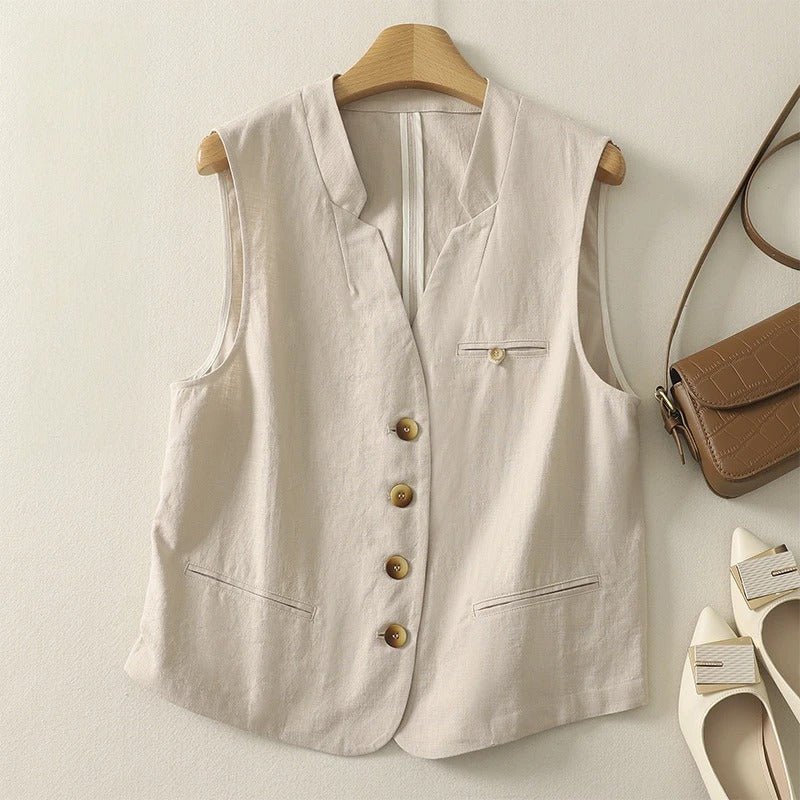 Linen Vest™ — Command Respect and Turn Every Head with Unstoppable Style (Beige XS) - | Zavonix