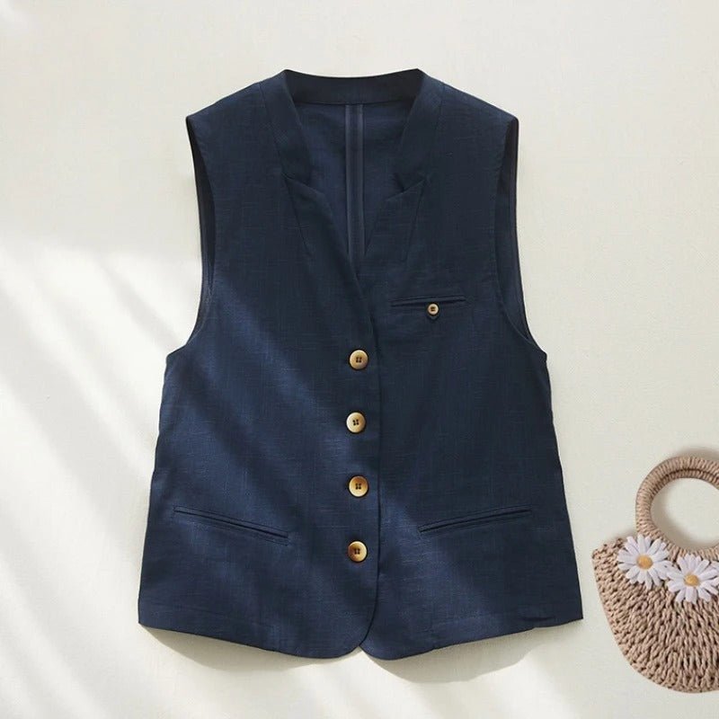 Linen Vest™ — Command Respect and Turn Every Head with Unstoppable Style (Navy Blue XS) - | Zavonix