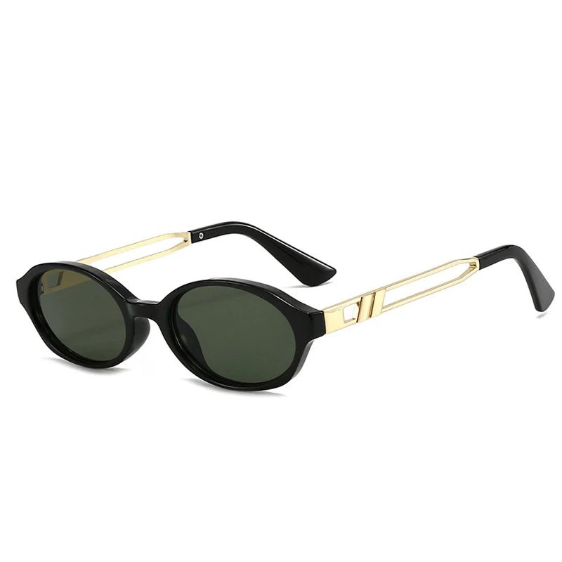 "Lolanda" Oval Sunglasses (Black // Green ) - Sunglasses | Zavonix