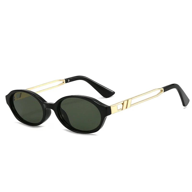 "Lolanda" Oval Sunglasses (Black // Green ) - Sunglasses | Zavonix