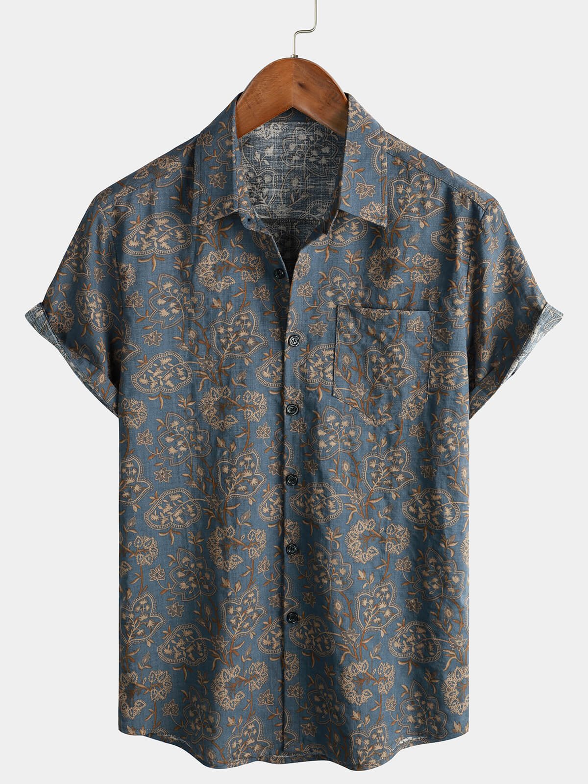 Lomara — Men's Lightweight Cotton Floral Shirt for Summer Comfort - short - Zavonix