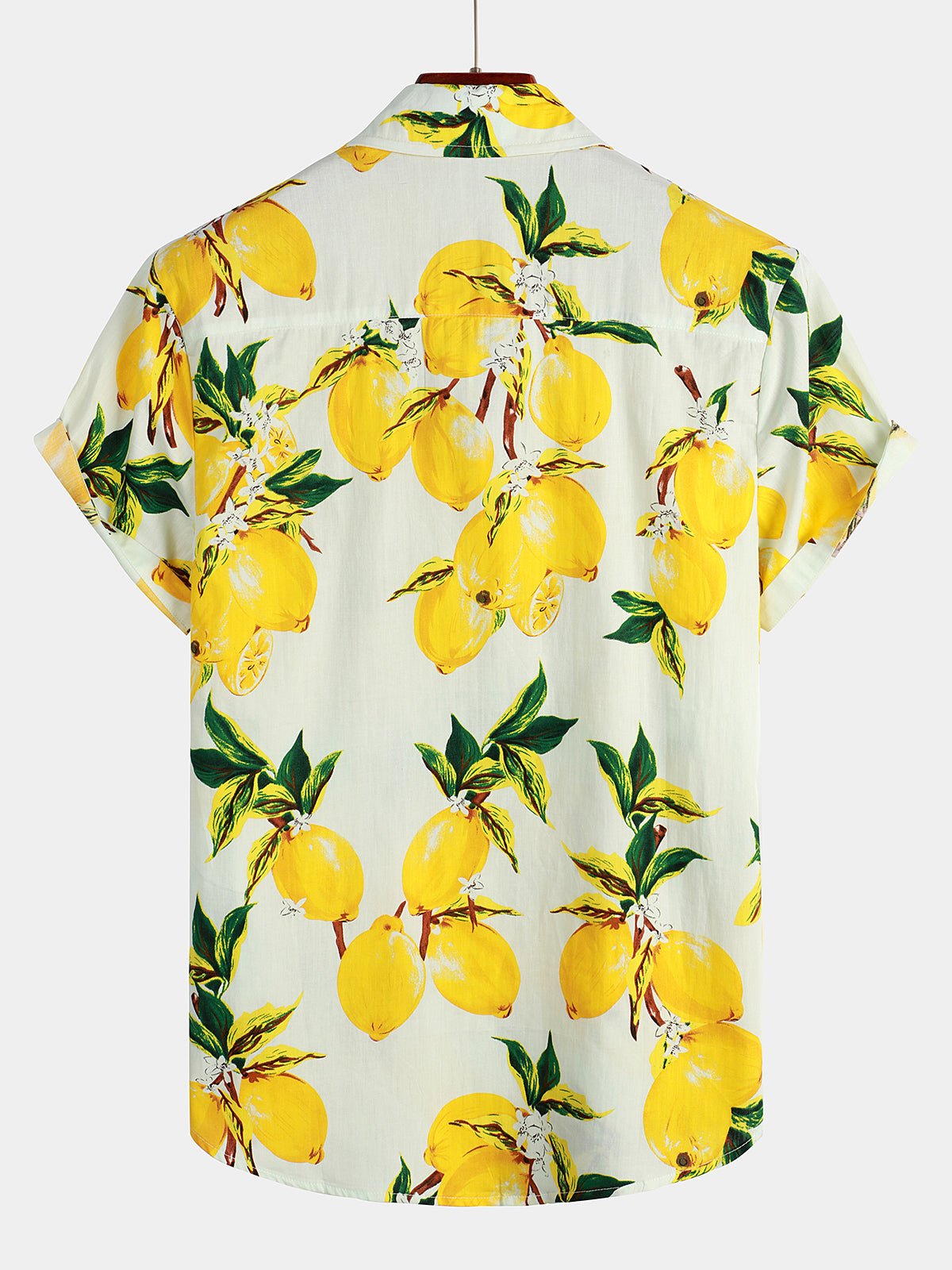 Lomari — Men’s Lightweight Cotton Hawaiian Shirt with Lemon Print - short - Zavonix