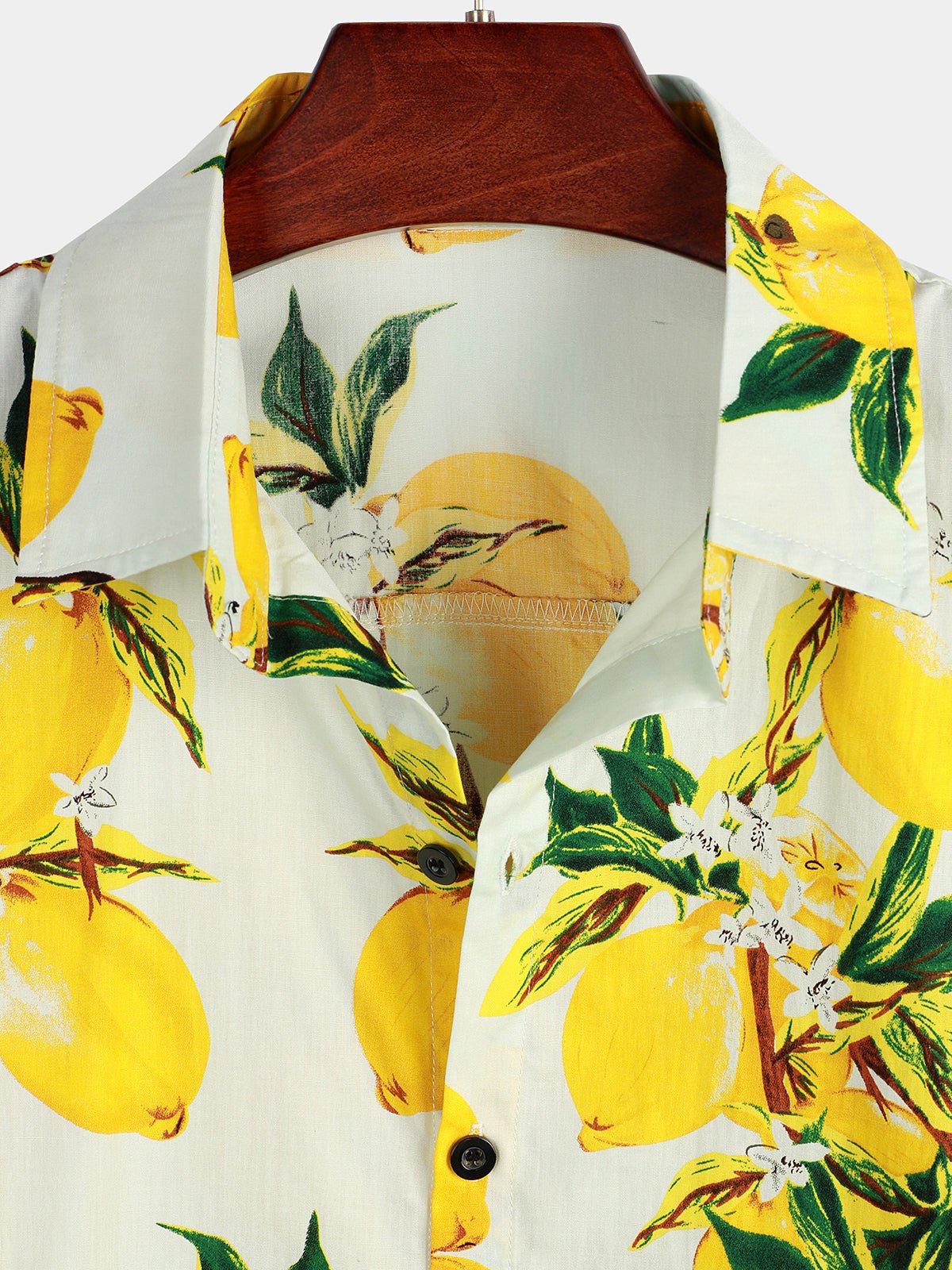 Lomari — Men’s Lightweight Cotton Hawaiian Shirt with Lemon Print - short - Zavonix