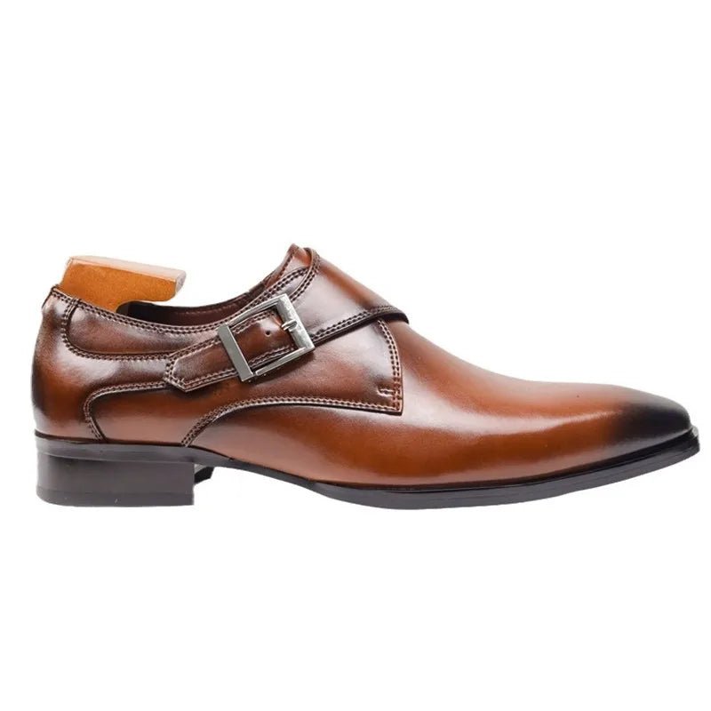 "Luca Pellegrino" Genuine Leather Buckle Shoes (Black 6) - | Zavonix