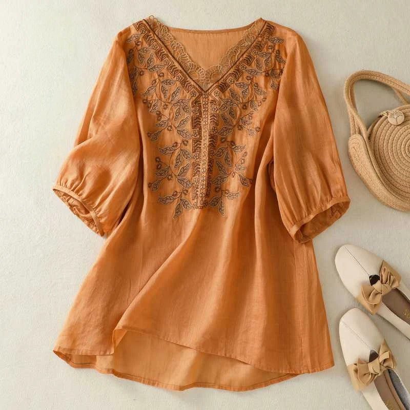 LumoraLuxe™ Blouse — Wrap Yourself in Effortless Elegance and Unstoppable Confidence (Orange XS) - | Zavonix