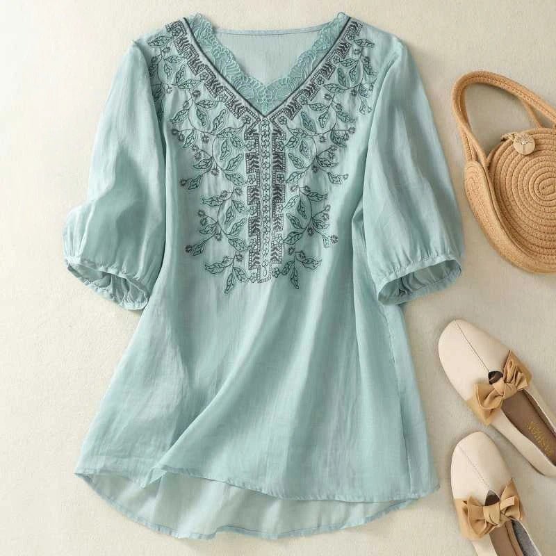 LumoraLuxe™ Blouse — Wrap Yourself in Effortless Elegance and Unstoppable Confidence (Sky Blue XS) - | Zavonix