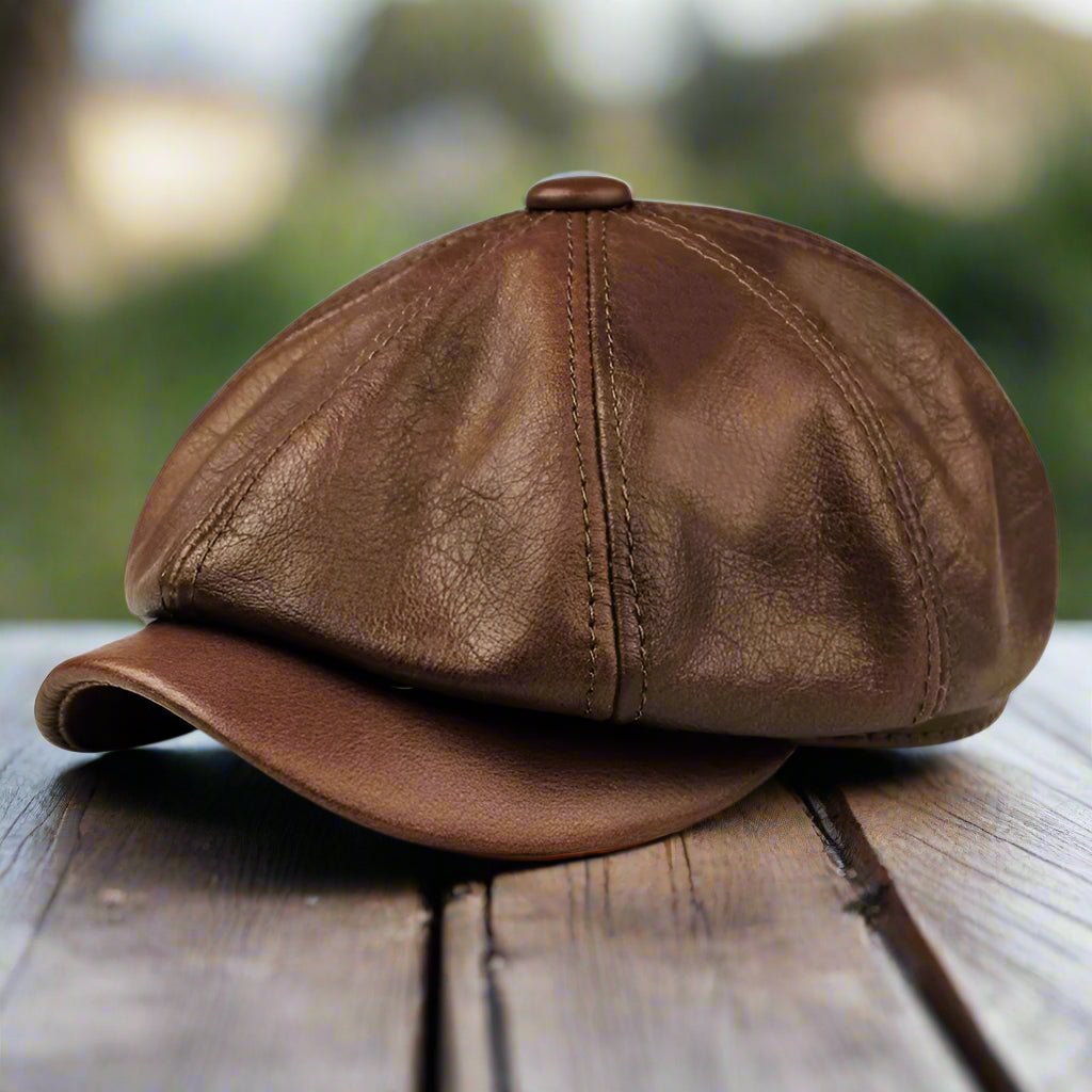 Maverick Men's Leather Cap | Handcrafted Genuine Leather, Vintage-Inspired 1