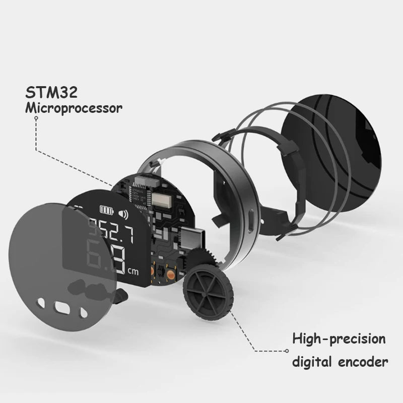 Mide todo en un abrir y cerrar de ojos, sin una regla electrónica voluminosa Recargable 8 funciones Medidor portátil Pantalla LCD HD Larga duración Multifunción