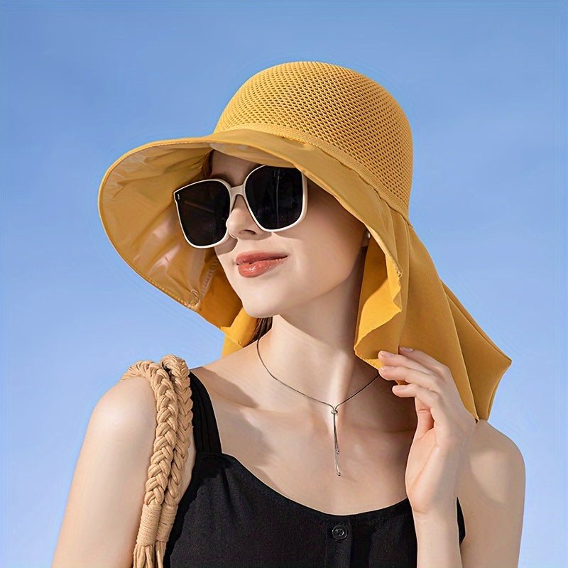 Merella Sunshade — Breathable Mesh Sunhat with Neck Shawl Protection (Beige ) - | Zavonix