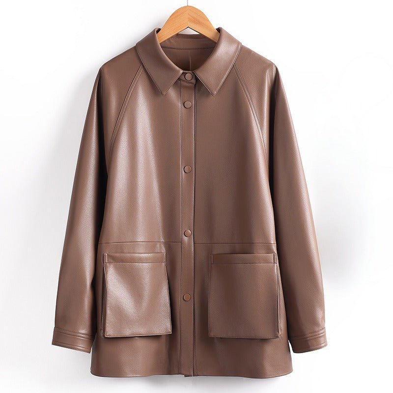 MELISSA GENUINE LEATHER JACKET (Brown XS) - | Zavonix