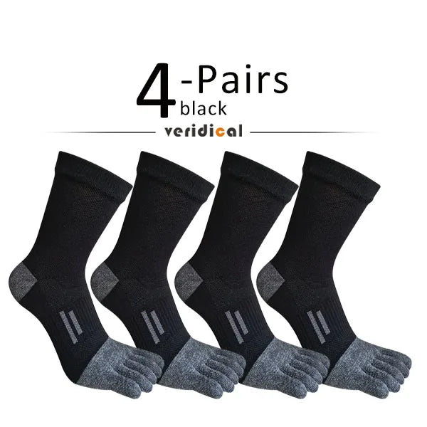 Men's Breathable Toe Socks — Cotton - Poly Blend with Odor Control (4 Pairs black ) - | Zavonix